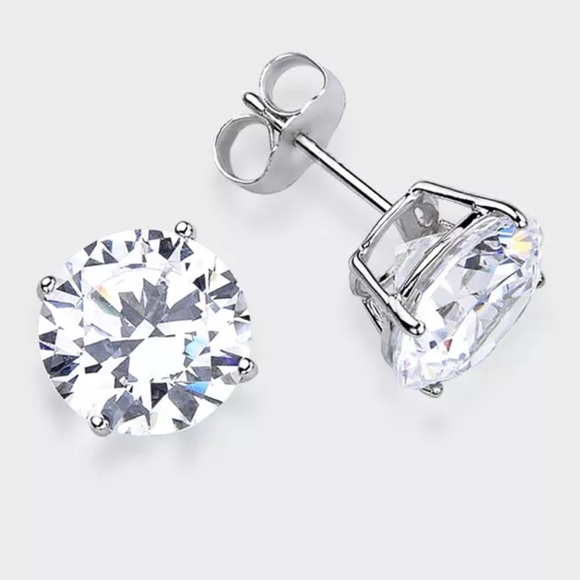 💎 2 CT. Cubic Zirconia Earrings in 14k Solid Gold - Picture 4 of 4